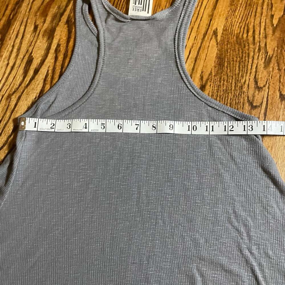 Free People Tank Top Size XS Gray Ribbed Racerback Swing - Picture 3 of 5